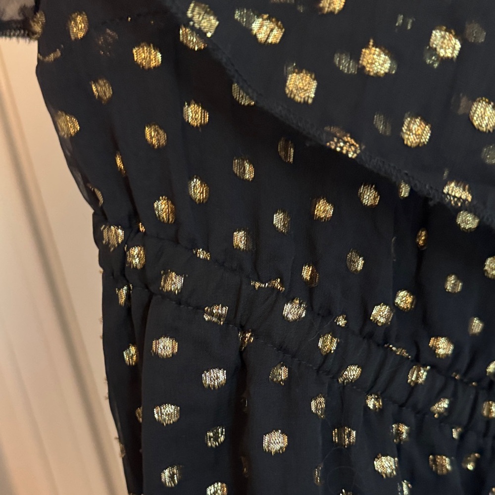 Black Polka Dot Off-Shoulder Dress - Picture 4 of 7